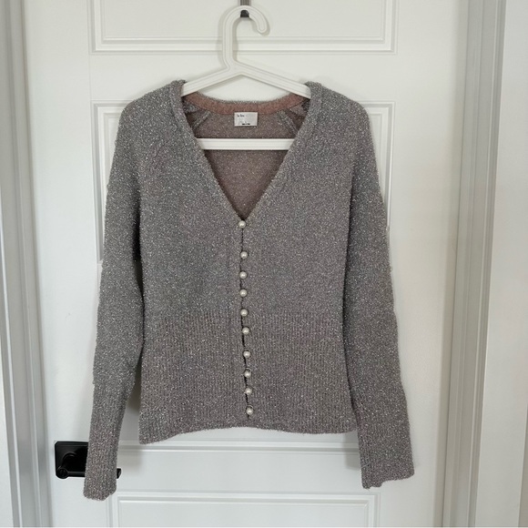 Wilfred Le Fou Aritzia Jive Sweater Size Large Shimmery Metallic - Picture 4 of 13